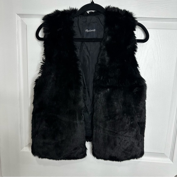 Madewell Faux Fur Black Vest - Picture 1 of 10